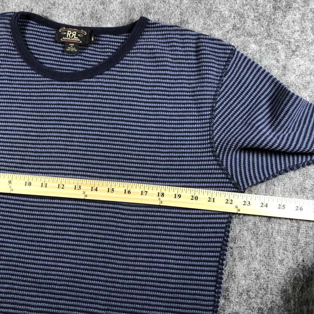 RRL Ralph Lauren Mens XL Waffle Thermal Shirt Blue USA Stripe Cotton - Picture 8 of 14